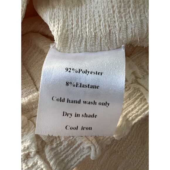 Vrg Grl Wide Leg Cream Pants Pull On Lounge Textured Quiet Luxury Size 10 - Picture 8 of 8